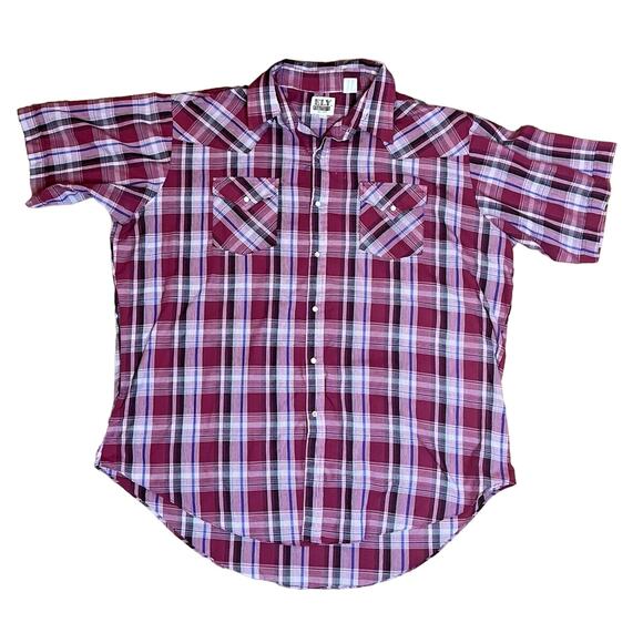 Western Pearl Snap Shirt Men's XXL Red Vintage Ely Cattleman Short Sleeve Rodeo - Picture 1 of 8